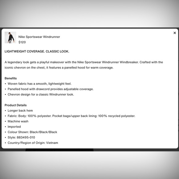 NWOT Black Nike Sportswear Windrunner Windbreaker - M - Picture 5 of 15